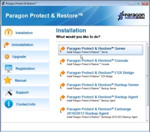 Paragon Protect & Restore Sanal Server 1 CPU Says